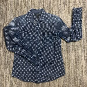 J. Crew Women's Size 4 Faded Blue Star Long Sleeve Button Down‎ Shirt Top Cotton